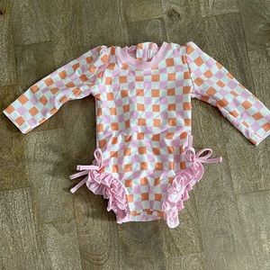 Caden Lane Long Sleeve Rash Guard With Ruffle Bottom